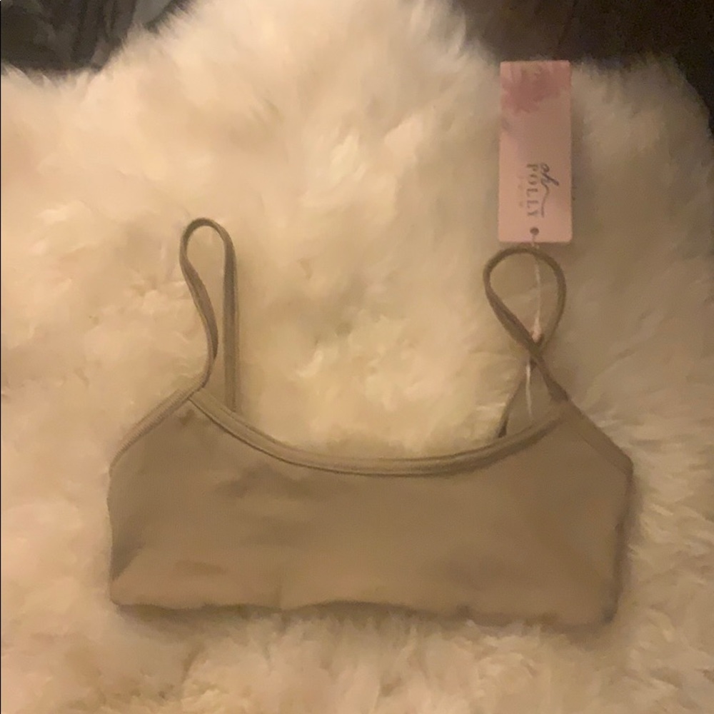 NWT OH Polly ribbed nude bikini top